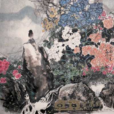 李兆宗 乙酉(2005年)作 鸟鸣花艳 镜心 66×66cm